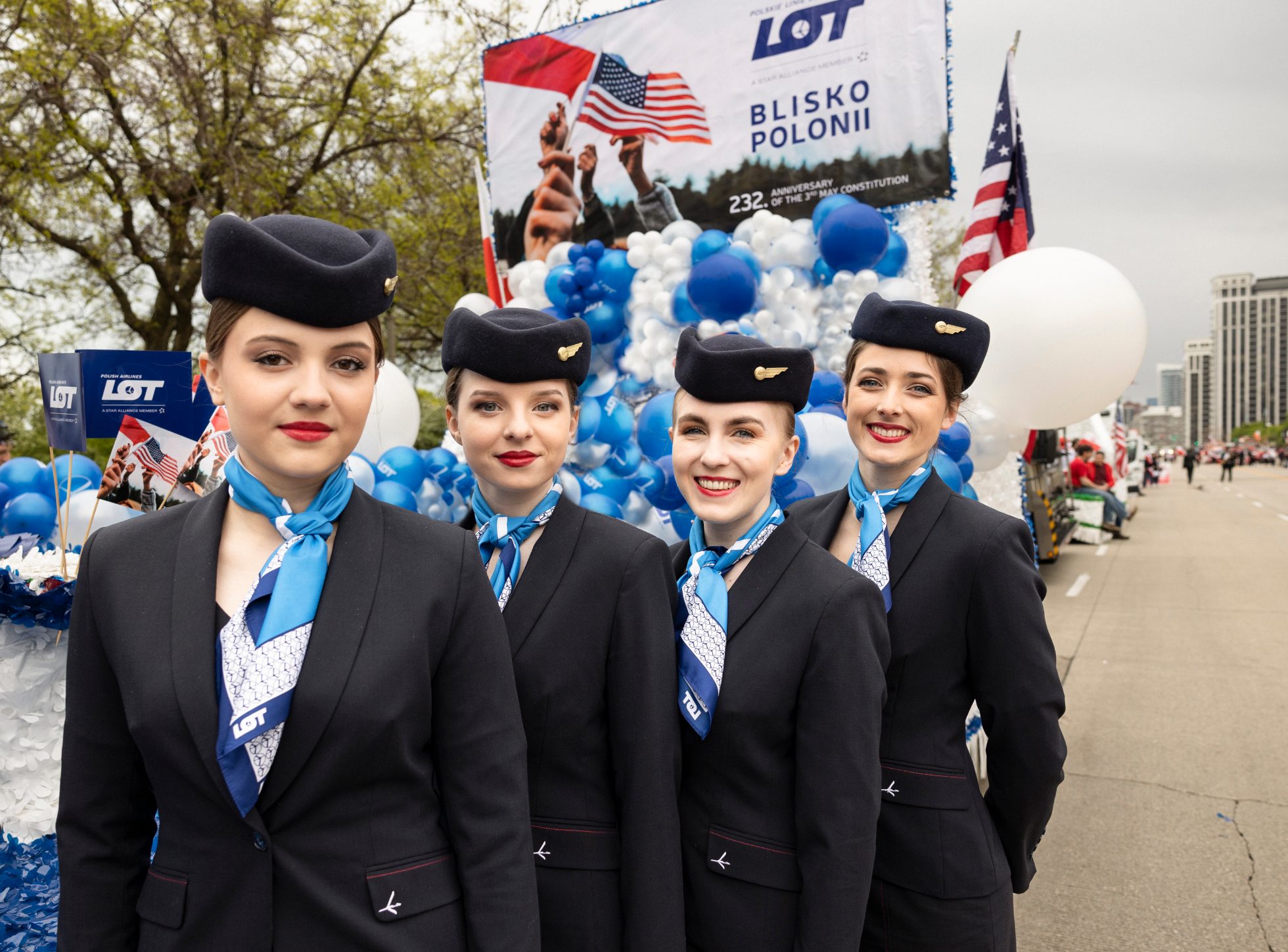 May 3 parade in Chicago - LOT flight attendants in parade